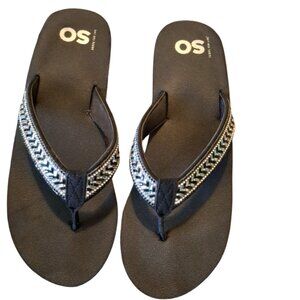 SO Wedge Flip Flops, Rhinestones, Size 10